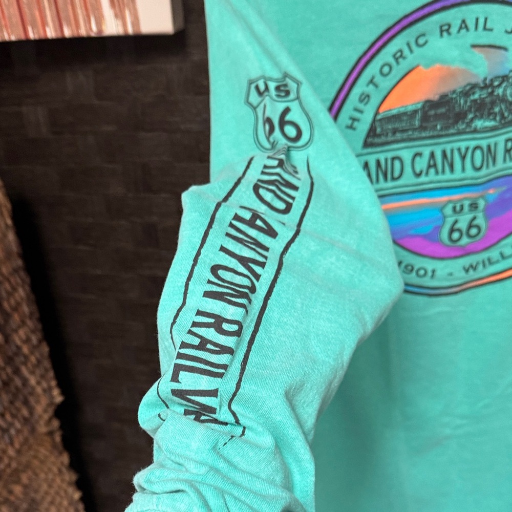 Blue 84 Teal Long Sleeve Tee with Grand Canyon Railway Design - Picture 6 of 6